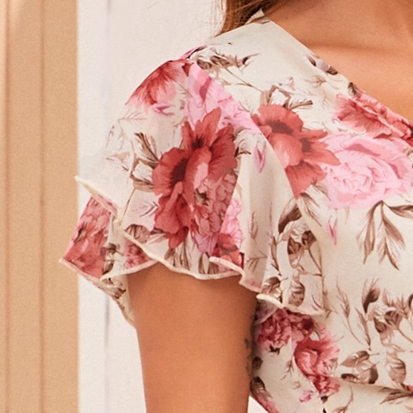 Floral Print 2 Piece Set: Crop Top + Midi Skirt - Picture 5 of 7